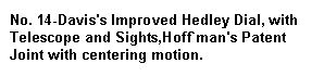 Text Box: No. 14﷓Davis's Improved Hedley Dial, with Telescope and Sights,Hoff`man's Patent Joint with centering motion.